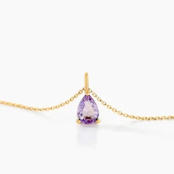 Collier Goutte Or Jaune Amethyste