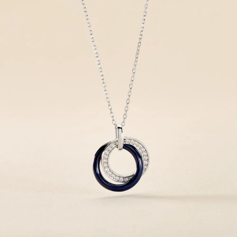 Marc Orian Colliers|Colliers Avec Pierres > Collier Grizzel Argent Céramique Oxyde argent blanc céramique bleue
