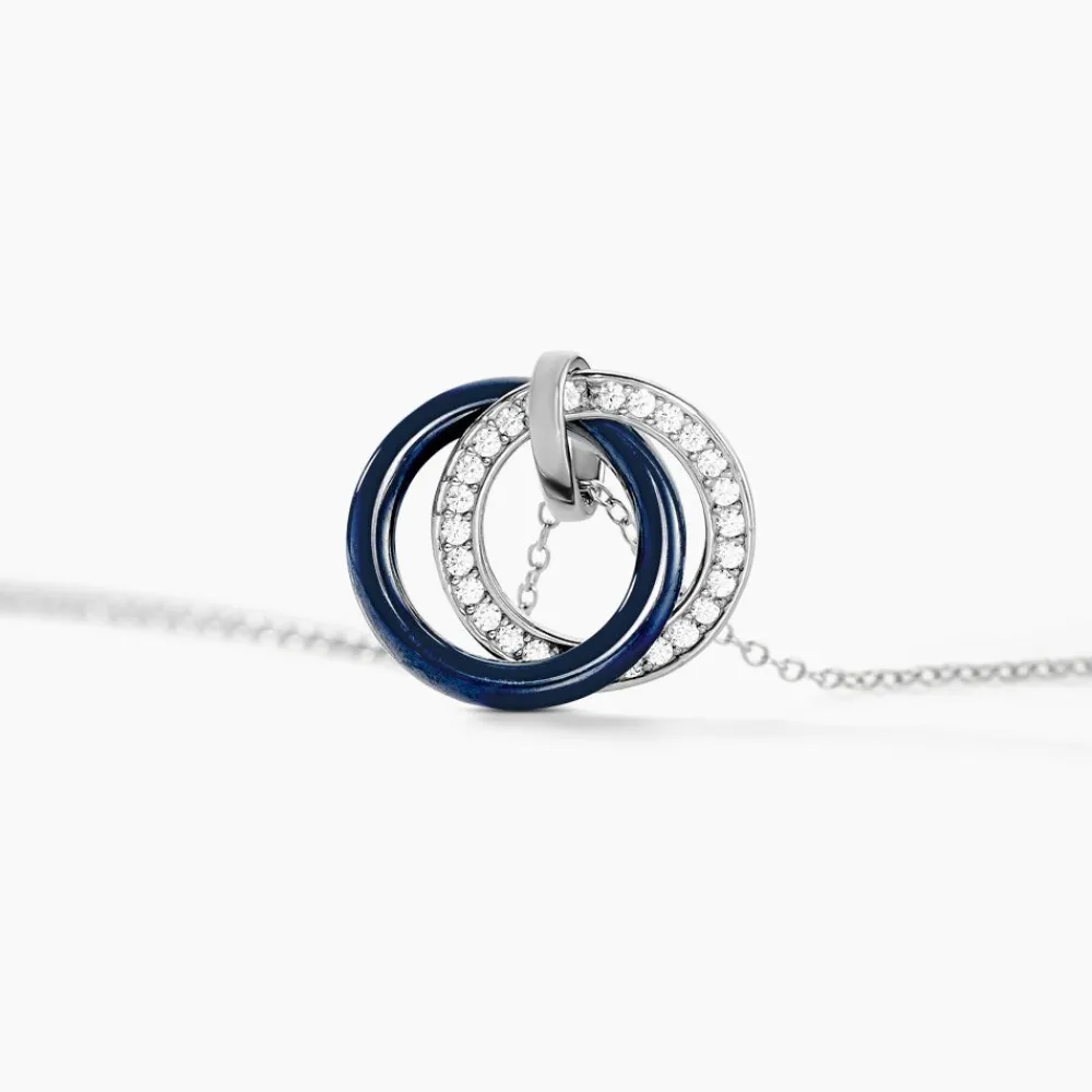 Marc Orian Colliers|Colliers Avec Pierres > Collier Grizzel Argent Céramique Oxyde argent blanc céramique bleue