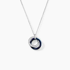 Marc Orian Colliers|Colliers Avec Pierres > Collier Grizzel Argent Céramique Oxyde argent blanc céramique bleue
