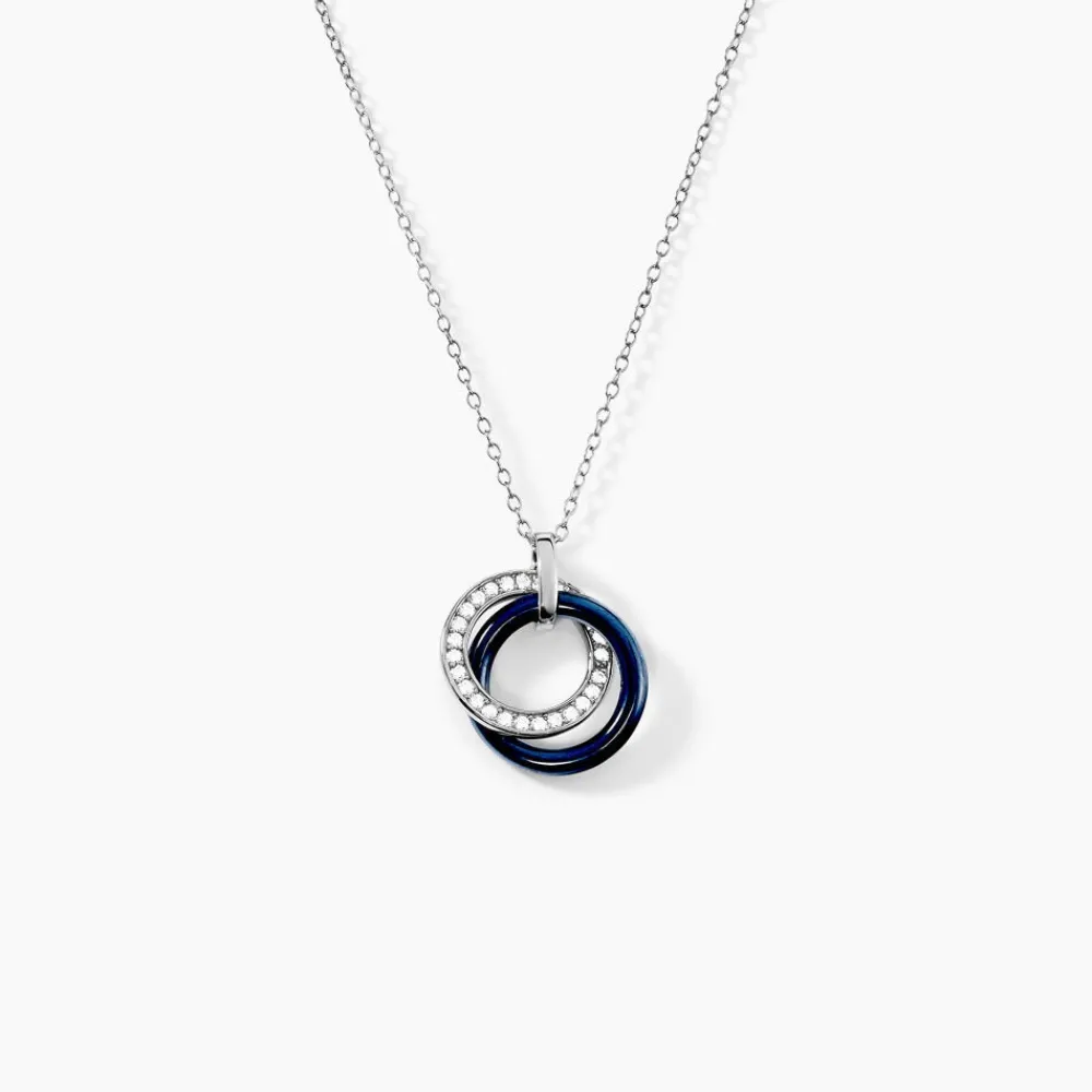 Marc Orian Colliers|Colliers Avec Pierres > Collier Grizzel Argent Céramique Oxyde argent blanc céramique bleue