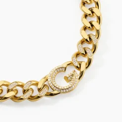 GUESS BIJOUX Colliers|Colliers Avec Pierres > Collier Guess G Crystal Acier Jaune Oxyde De Zirconium