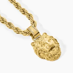GUESS BIJOUX Colliers|Colliers Acier Inoxydable > Collier Guess Lion King Acier Jaune