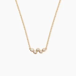 Collier Halo Plaqué Or Jaune Oxyde De Zirconium