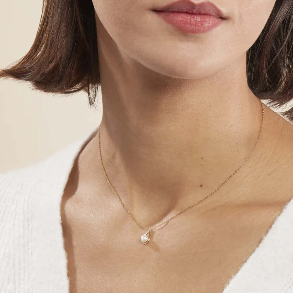 Marc Orian Parures De Mariage|Colliers > Collier Helin Or Jaune Perle De Culture Et Oxyde De Zirconium