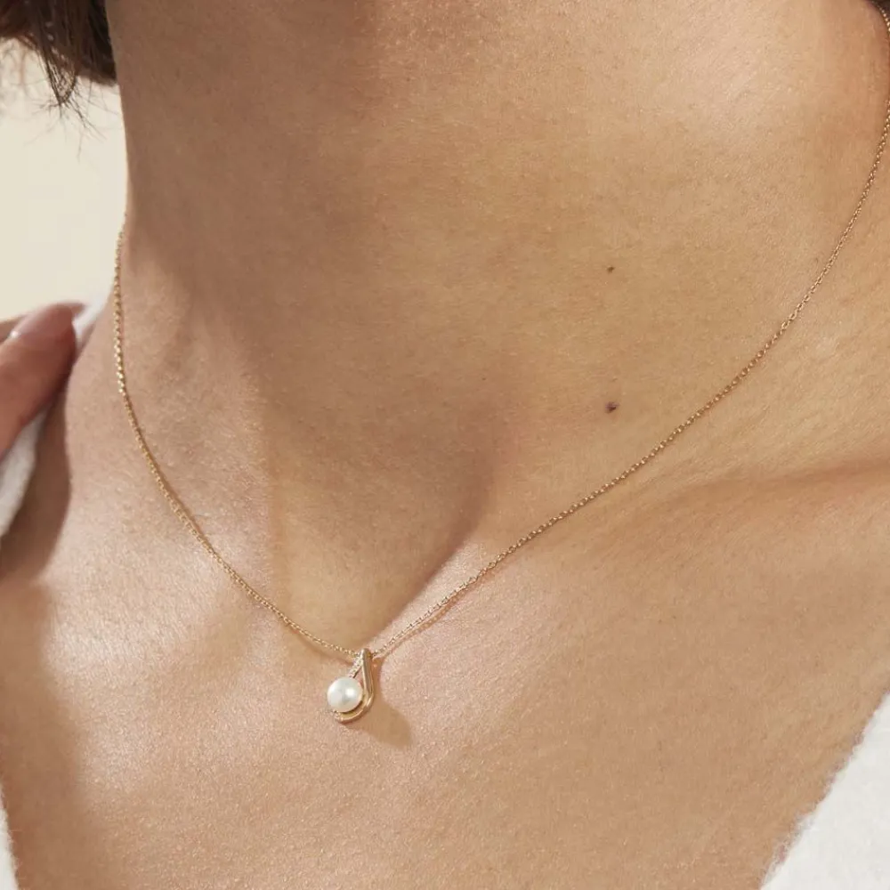 Marc Orian Parures De Mariage|Colliers > Collier Helin Or Jaune Perle De Culture Et Oxyde De Zirconium