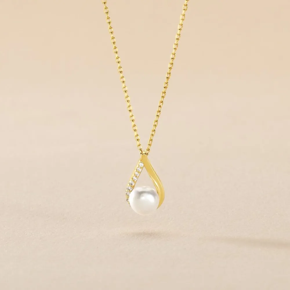 Marc Orian Parures De Mariage|Colliers > Collier Helin Or Jaune Perle De Culture Et Oxyde De Zirconium
