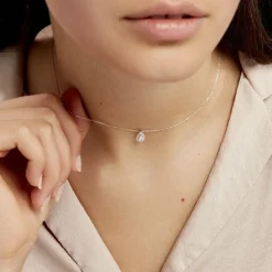 Collier Hildana Or Blanc Oxyde De Zirconium