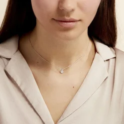 Collier Hildana Or Blanc Oxyde De Zirconium