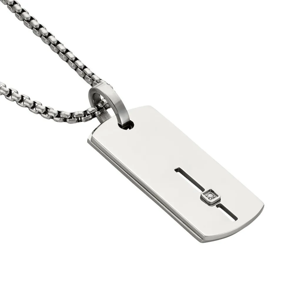 Collier Iefan Acier Blanc Oxyde De Zirconium