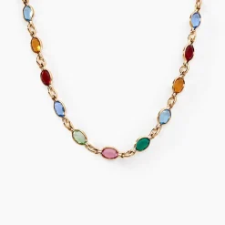 Collier Ilvaae Plaqué Or Jaune Pierre De Synthese