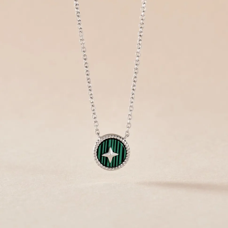 Collier Izarra Argent Blanc Malachite