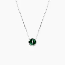 Collier Izarra Argent Blanc Malachite