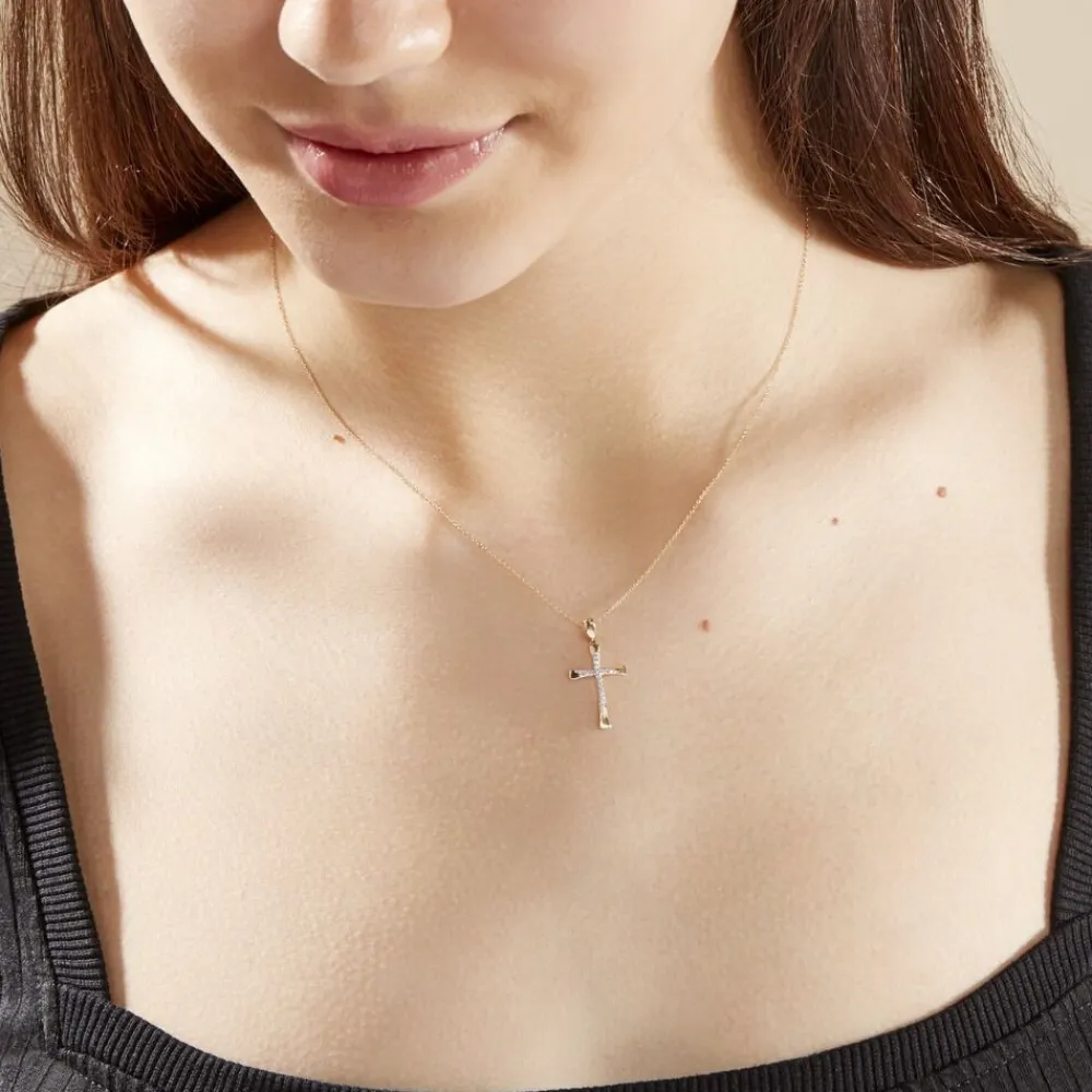 Marc Orian Colliers Diamant|Colliers > Collier Jamil Croix Or Jaune Diamant