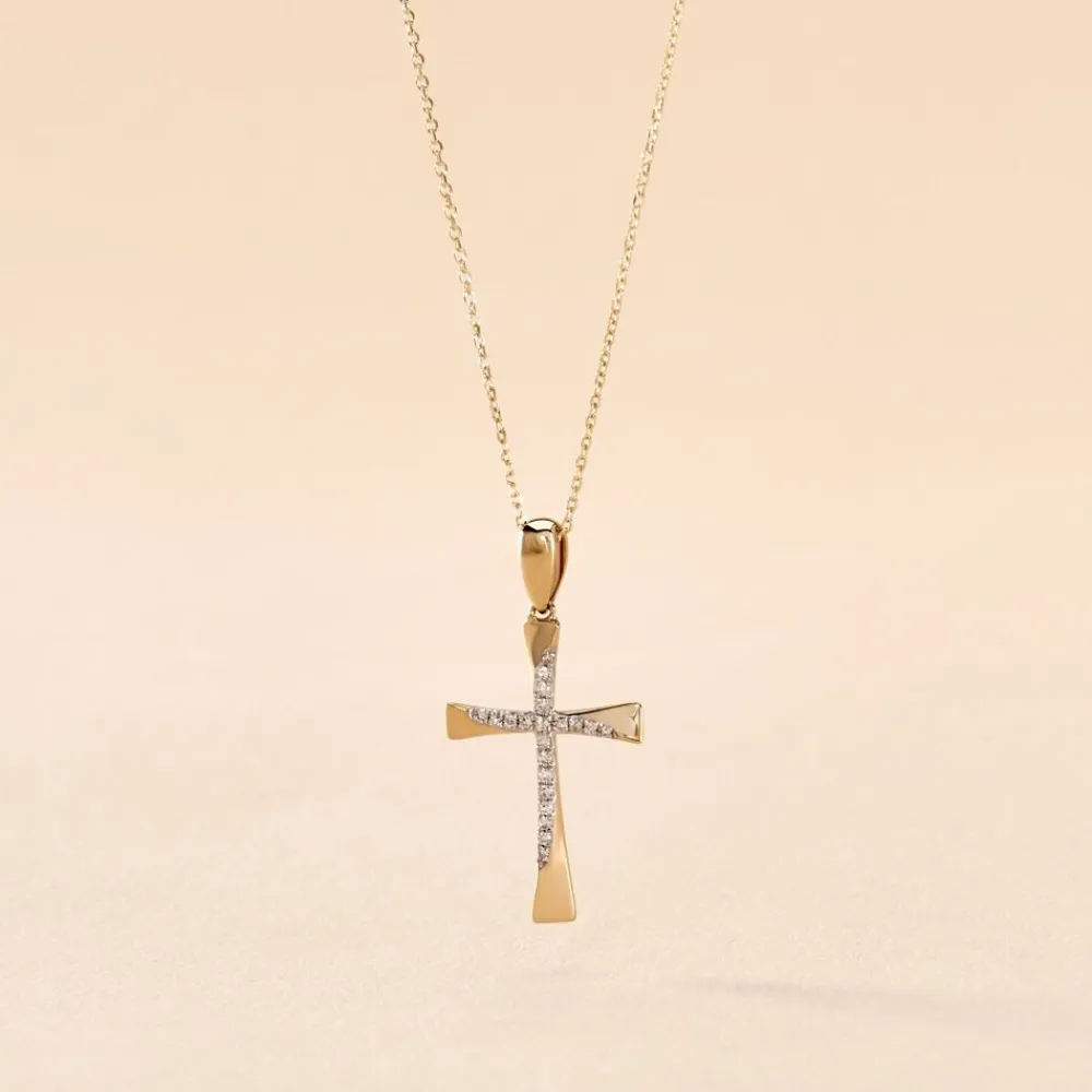 Marc Orian Colliers Diamant|Colliers > Collier Jamil Croix Or Jaune Diamant