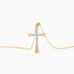 Marc Orian Colliers Diamant|Colliers > Collier Jamil Croix Or Jaune Diamant