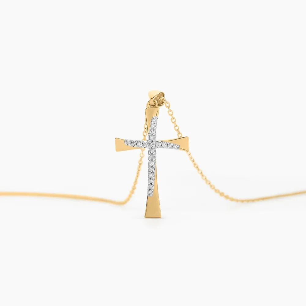 Marc Orian Colliers Diamant|Colliers > Collier Jamil Croix Or Jaune Diamant
