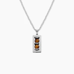 Collier Jourdan Acier Blanc Oeil De Tigre