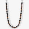 JOURDAN Colliers Fantaisie|Colliers > Collier Bengale Acier Argenté Oeil De Tigre Pierre De Lave