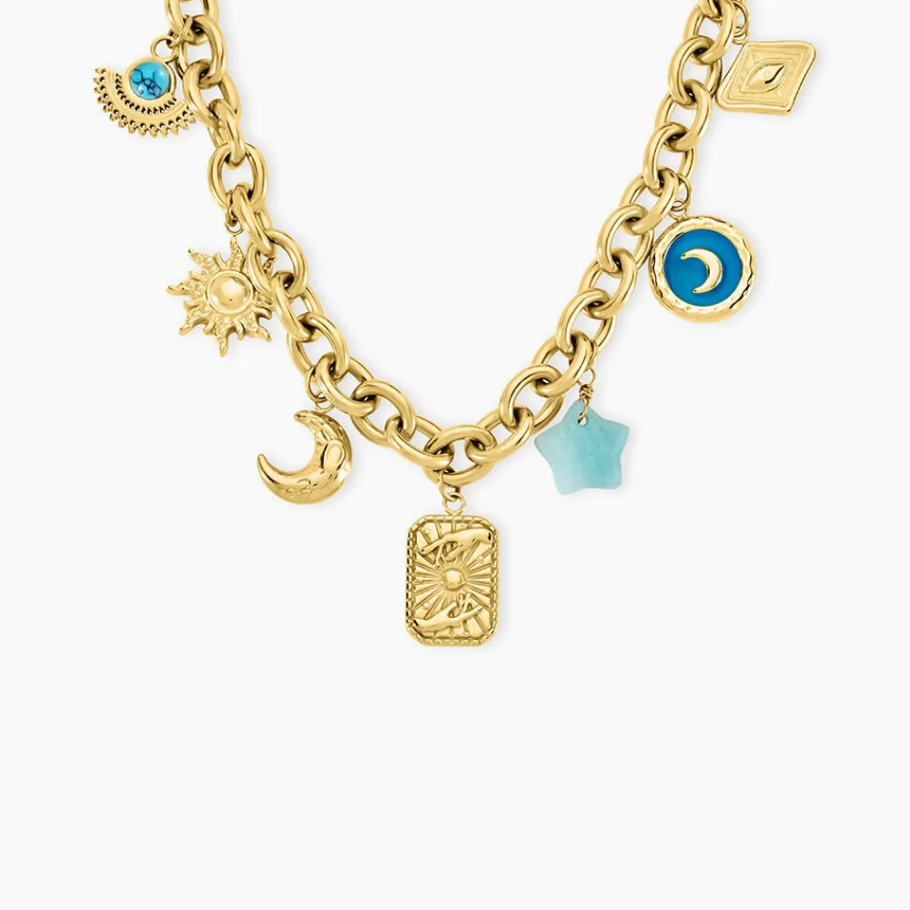 Marc Orian Colliers Fantaisie|Colliers > Collier Lerida Acier Jaune Amazonite Turquoise