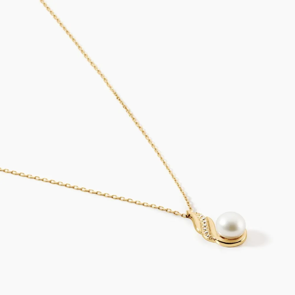 Marc Orian Colliers|Colliers Avec Pierres > Collier Leta Or Jaune Perle De Culture Et Oxyde De Zirconium