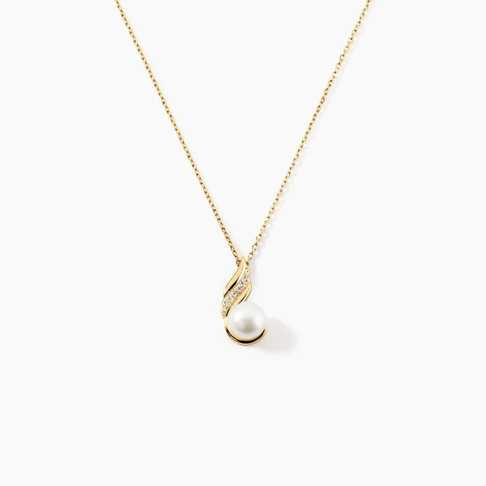 Marc Orian Colliers|Colliers Avec Pierres > Collier Leta Or Jaune Perle De Culture Et Oxyde De Zirconium