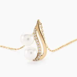 Collier Loeva Or Jaune Perle De Culture Et Oxyde De Zirconium