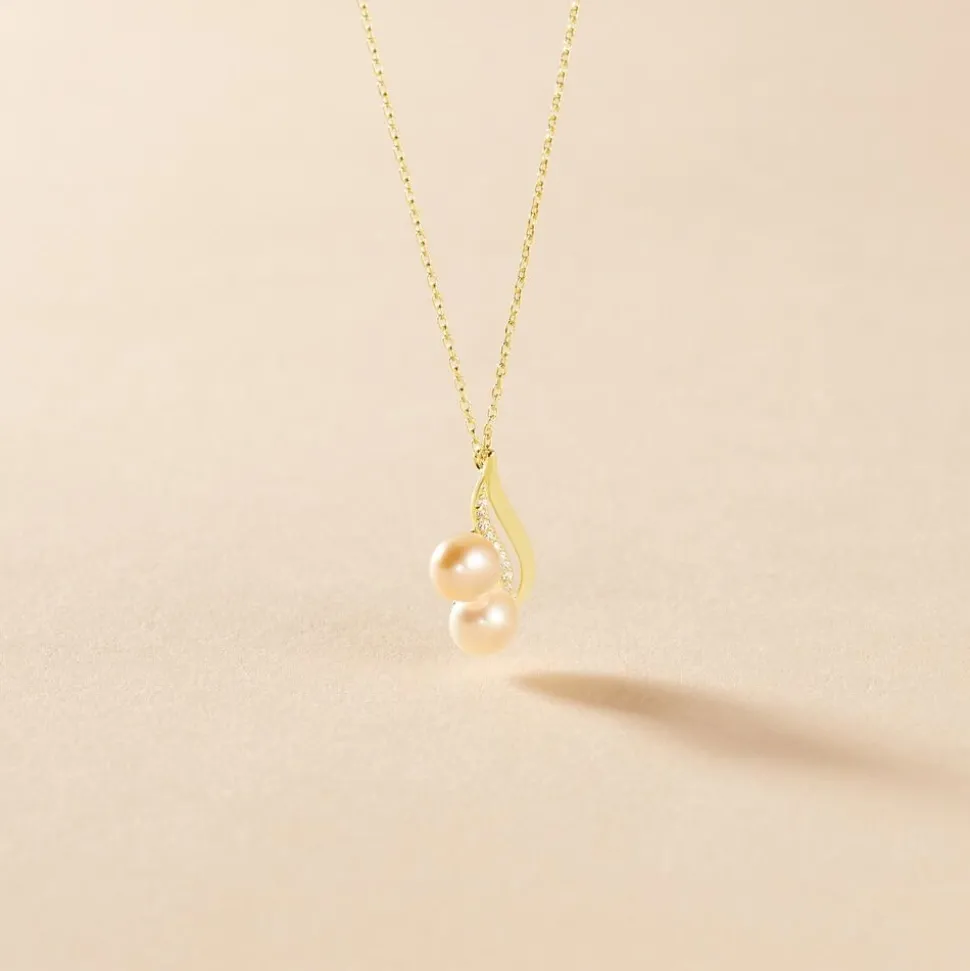 Collier Loeva Or Jaune Perle De Culture Et Oxyde De Zirconium