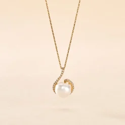 Collier Lucinda Or Jaune Perle De Culture Et Oxyde De Zirconium