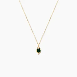Collier Luminea Or Jaune Malachite Oxyde De Zirconium