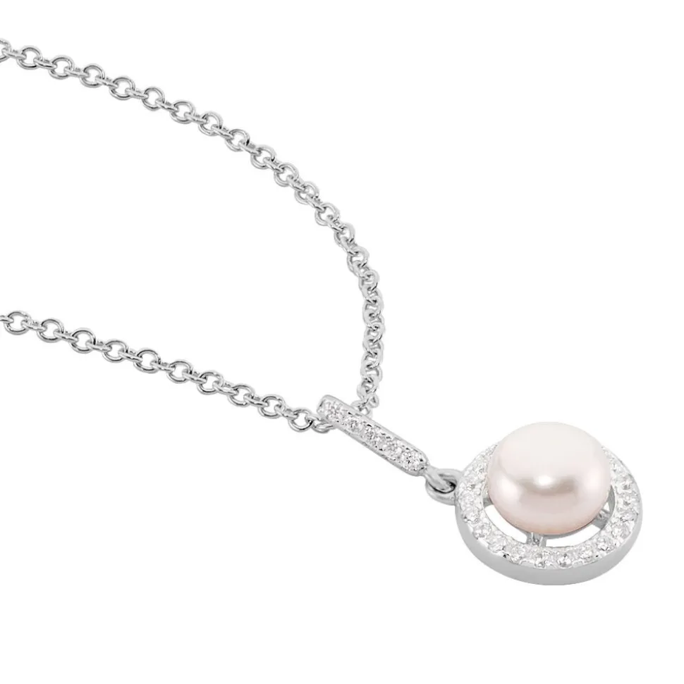 Collier Mathie Argent Blanc Perle De Culture Et Oxyde De Zirconium