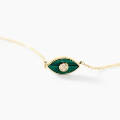 Marc Orian Colliers|Colliers Avec Pierres > Collier Matiasma Or Jaune Malachite Diamant or jaune malachite vert