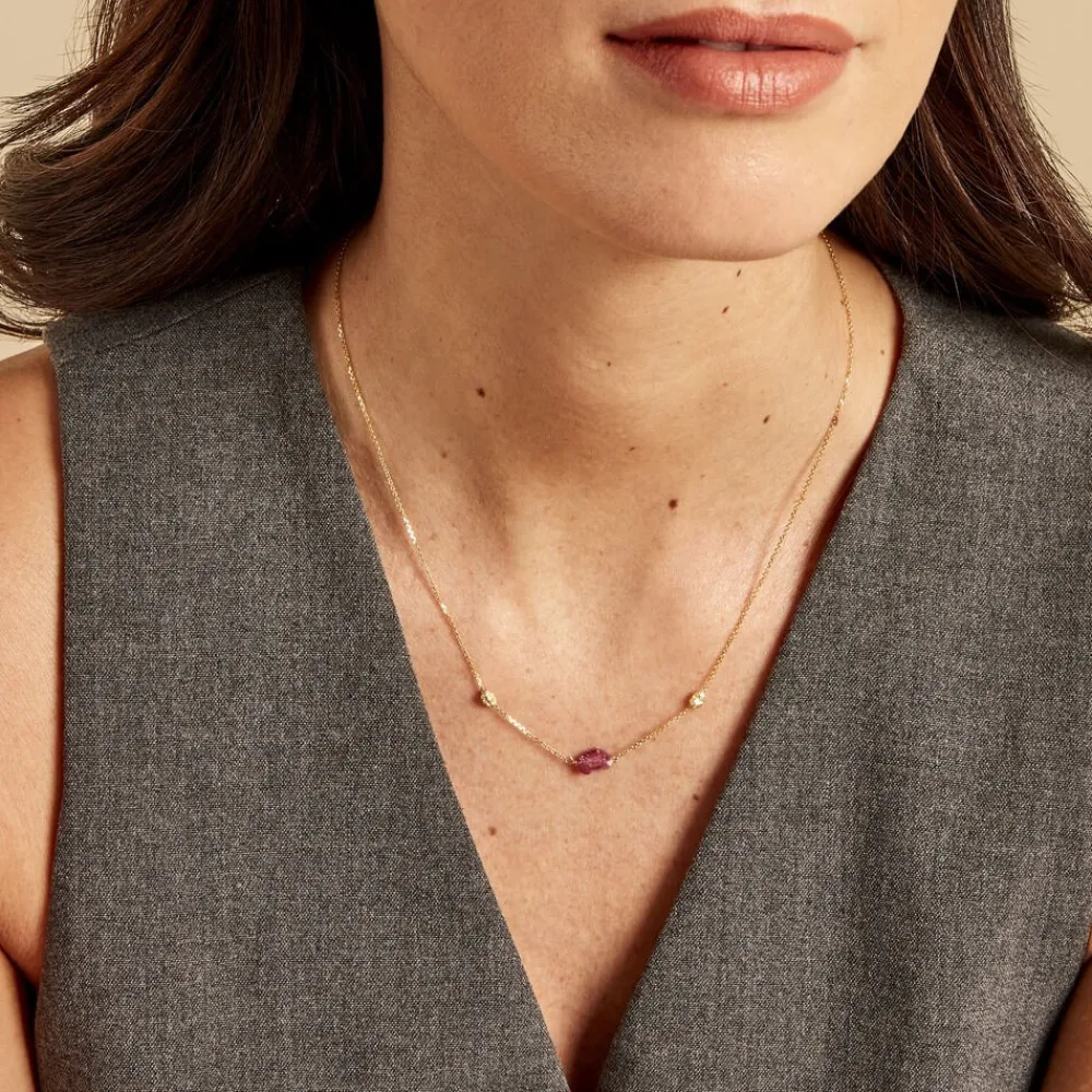 Marc Orian Colliers|Colliers Avec Pierres > Collier Natille Or Jaune Tourmaline or jaune tourmaline rose