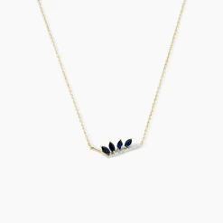 Marc Orian Colliers|Colliers Avec Pierres > Collier Navette Or Jaune Saphir Diamant