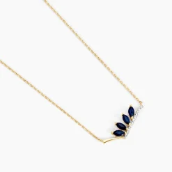 Marc Orian Colliers|Colliers Avec Pierres > Collier Navette Or Jaune Saphir Diamant