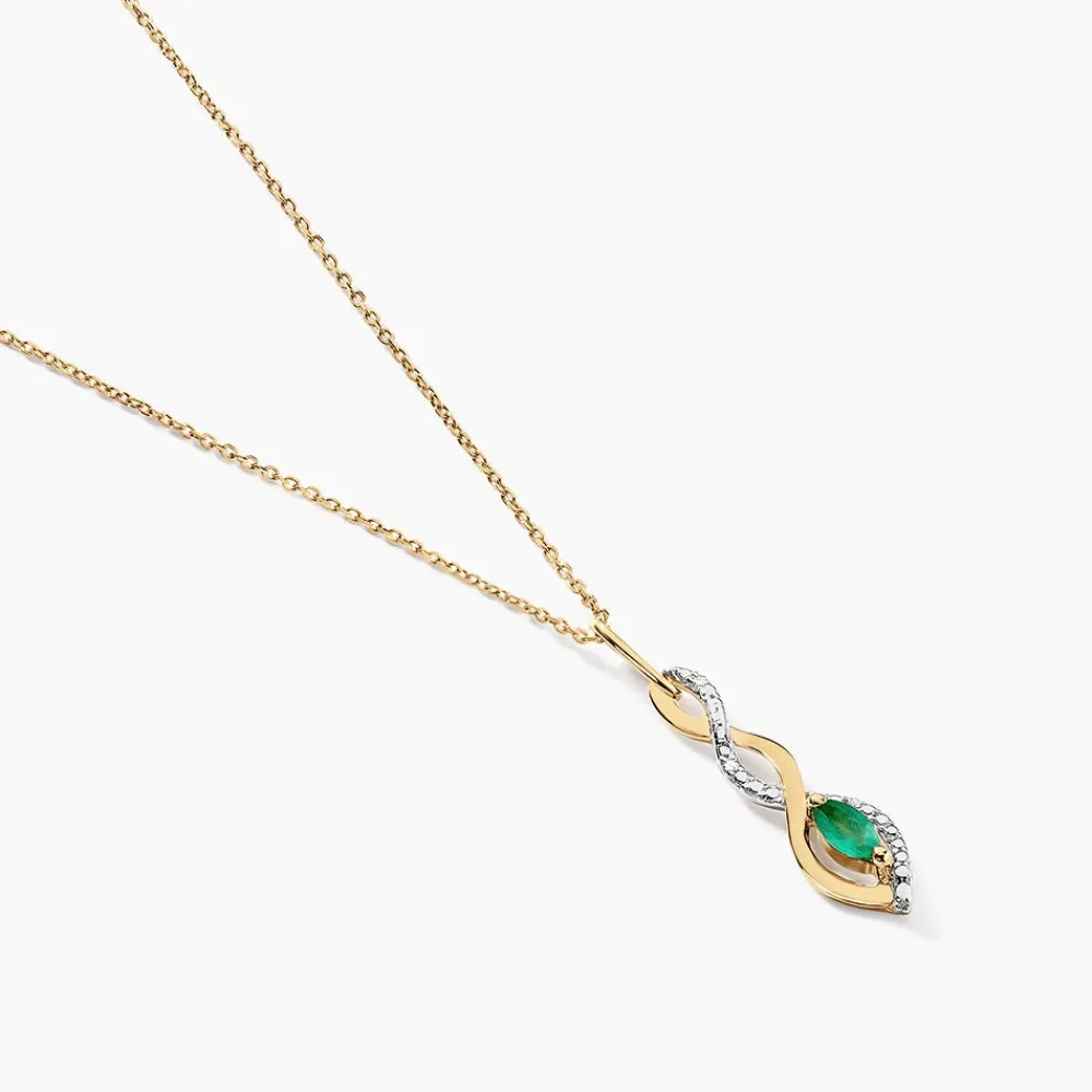 Marc Orian Colliers|Colliers Avec Pierres > Collier Ondulations Or Jaune Emeraude Diamant or jaune émeraude