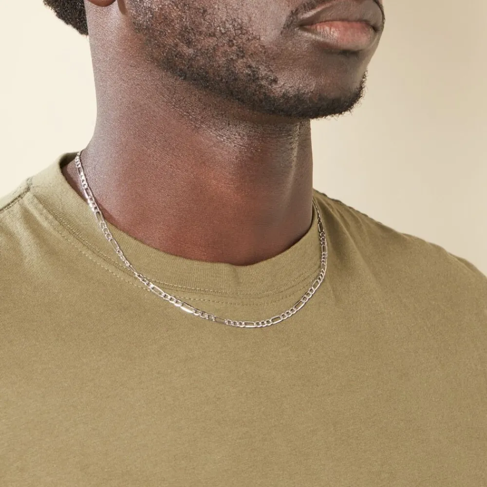 Marc Orian Colliers|Chaines Homme > Collier Or Blanc Maille Alternée 1/3