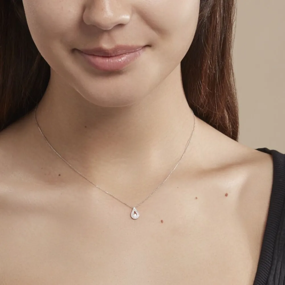 Marc Orian Colliers Diamant|Colliers > Collier Or Blanc Purete Goutte Diamant