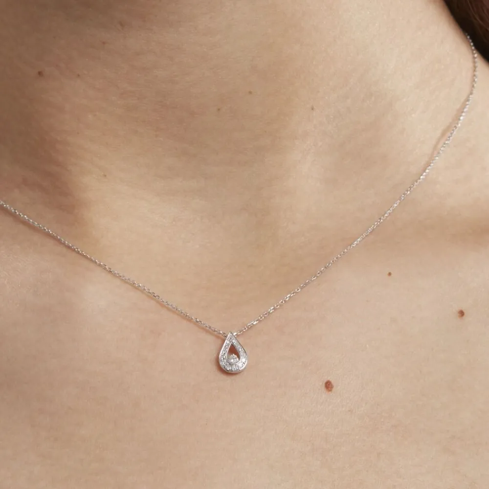 Marc Orian Colliers Diamant|Colliers > Collier Or Blanc Purete Goutte Diamant