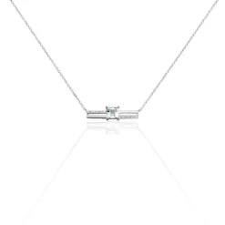 Collier Or Blanc Topaze Et Diamant