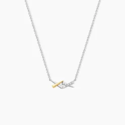Collier Or Jaune Argent Blanc Oxyde De Zirconium