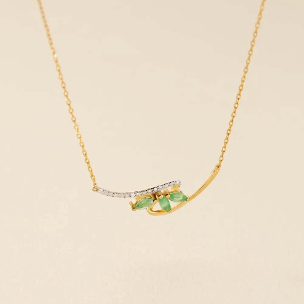 Marc Orian Colliers|Colliers Avec Pierres > Collier Or Jaune Caetlin Emeraude Diamants
