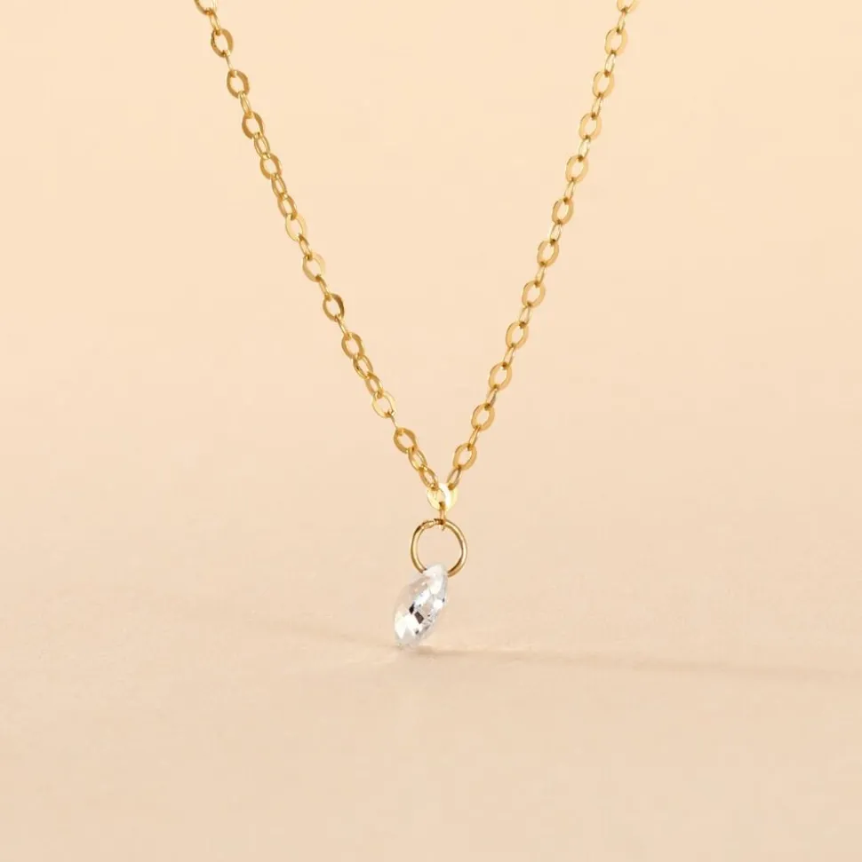 Collier Or Jaune Emilee Oxyde De Zirconium