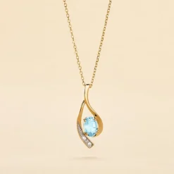 Marc Orian Colliers|Colliers Avec Pierres > Collier Or Jaune Sagesse Topaze Oxydes De Zirconium or jaune topaze bleu sky