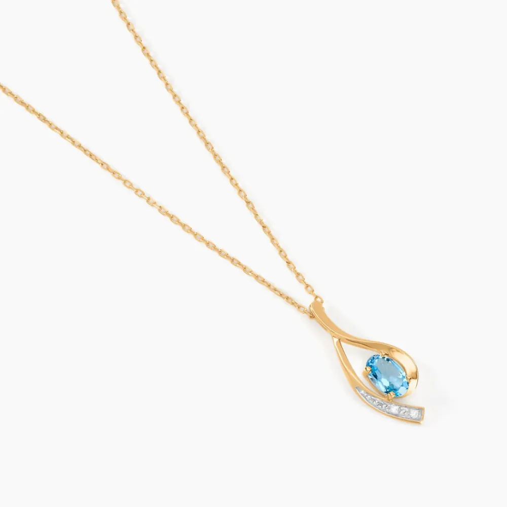 Marc Orian Colliers|Colliers Avec Pierres > Collier Or Jaune Sagesse Topaze Oxydes De Zirconium or jaune topaze bleu sky