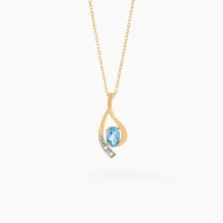 Marc Orian Colliers|Colliers Avec Pierres > Collier Or Jaune Sagesse Topaze Oxydes De Zirconium or jaune topaze bleu sky