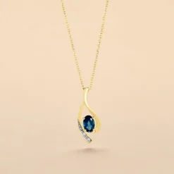 Marc Orian Colliers|Colliers Avec Pierres > Collier Or Jaune Sagesse Topaze Oxydes De Zirconium or jaune topaze london blue