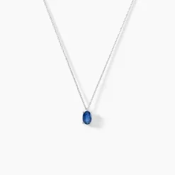 Collier Ovale Or Blanc Saphir