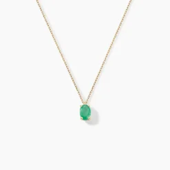 Collier Ovale Or Jaune Emeraude