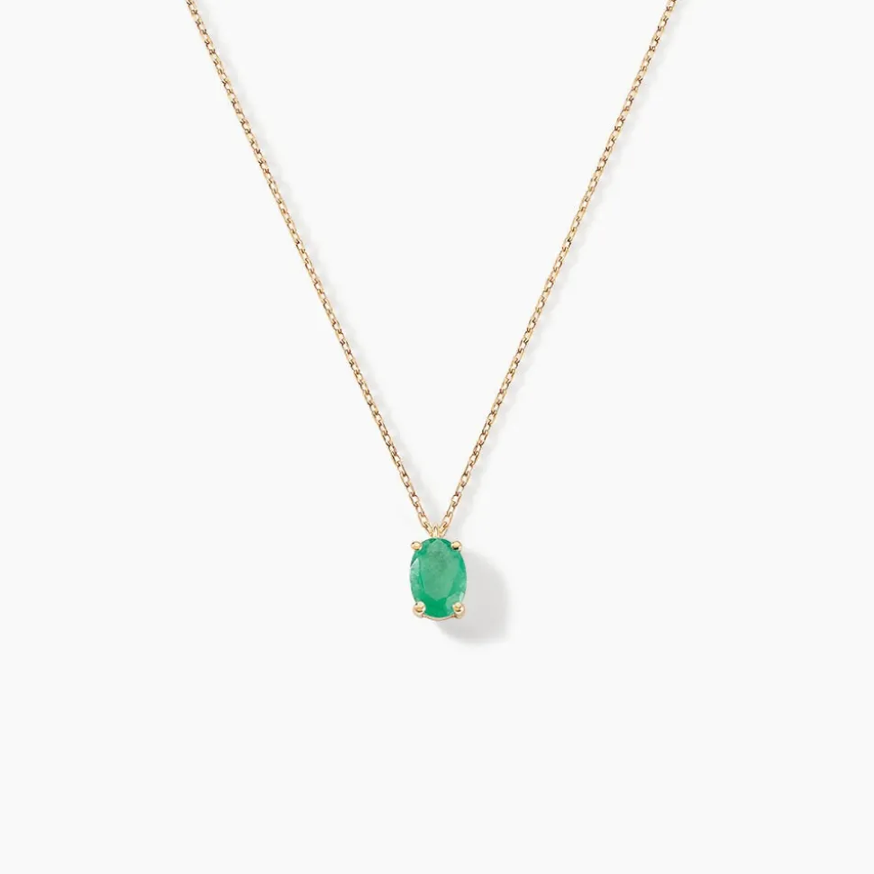 Collier Ovale Or Jaune Emeraude